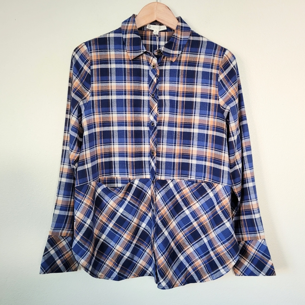 Relished long sleeve plaid shirt M